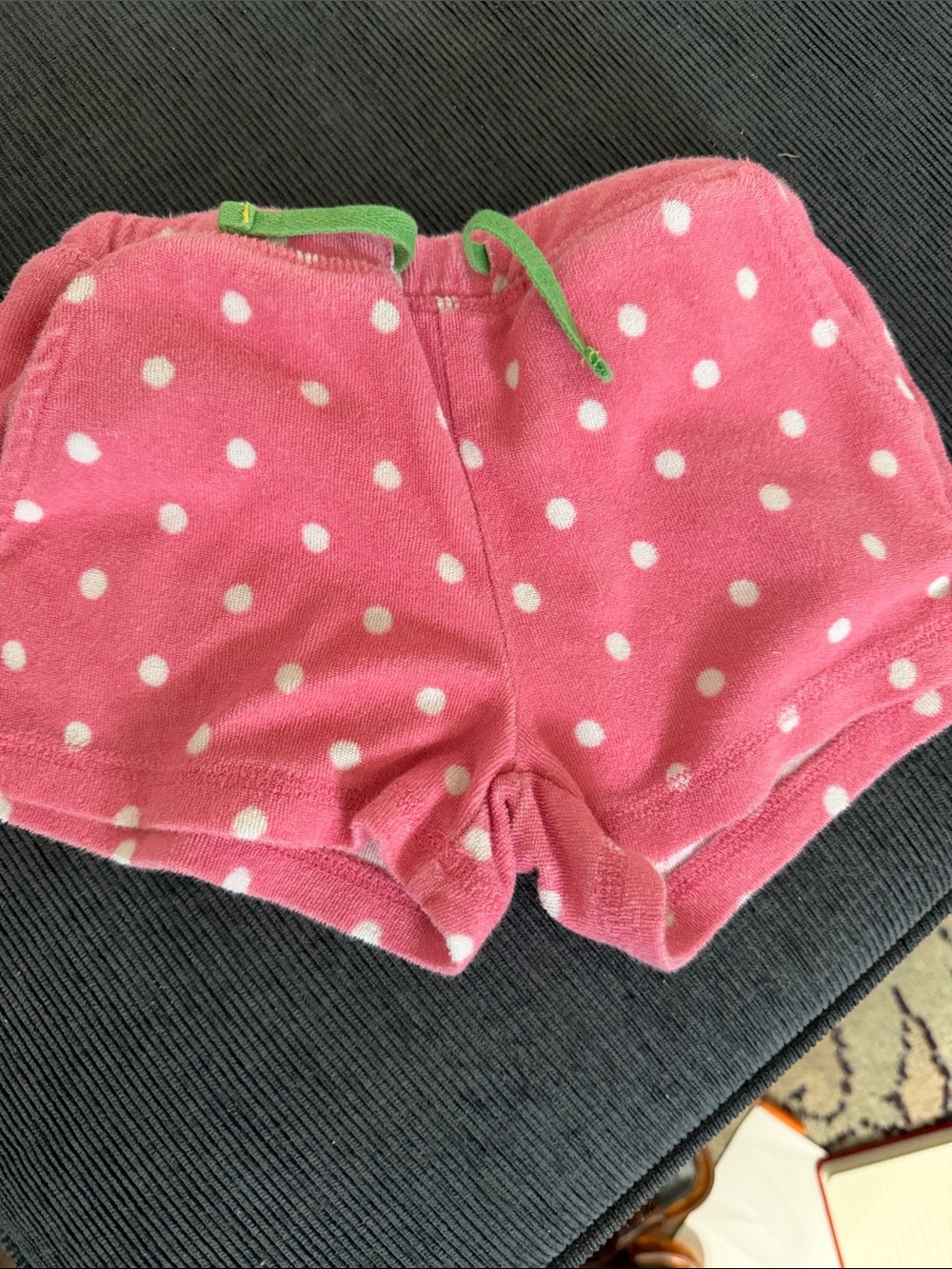Mini Boden Pink Polka Dot Terry Shorts